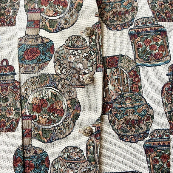 Vintage K Arnold Tapestry Pottery Design Vest - Picture 3 of 12